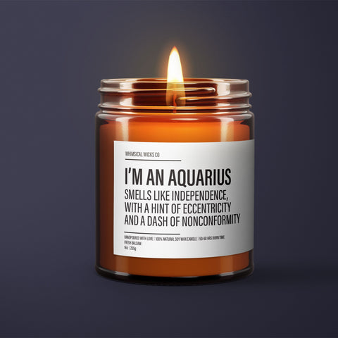 Funny Aquarius Candle | Aquarius Birthday Gift | Aquarius Star Sign Candle | BFF Gift | Zodiac Gift Candle | Essential Oil Soy Wax Candle