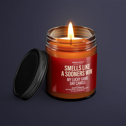 Oklahoma Sooners Candle, NCAA Game Day, Natural Soy Wax Candle, Scented Candle, College Football Candle, Sooners Fan Gift, Eco-Friendly Candle, Handmade Candle, Aromatherapy Candle, Football Season Candle, Sooners Win Candle, Game Day Decor