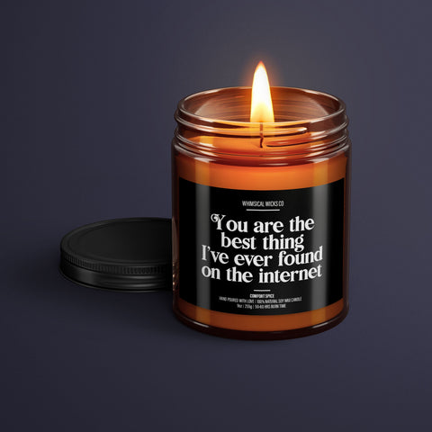 Internet Love Candle, Soy Wax, Scented Candle, Romantic Gift, Unique Gift, Eco-Friendly, Handmade Candle, Aroma Candle, Love Quote, Best Thing Found, Internet Quote, Special Gift, Heartfelt Candle