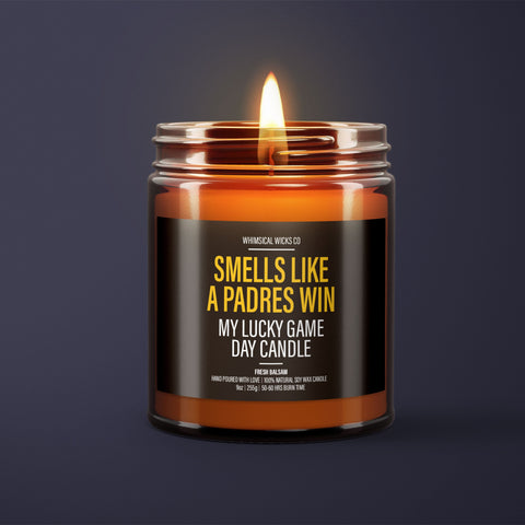 Soy wax candle, Padres candle, Game day scent, Sports candle, Natural soy candle, Scented candle, Baseball candle, Lucky candle, Padres win, Aromatherapy, Eco-friendly candle, Handmade candle, Victory scent