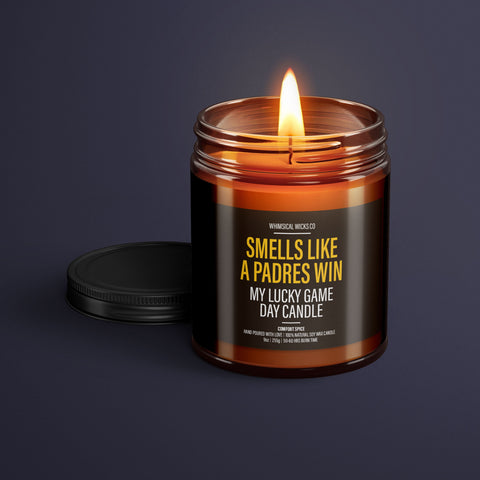 Soy wax candle, Padres candle, Game day scent, Sports candle, Natural soy candle, Scented candle, Baseball candle, Lucky candle, Padres win, Aromatherapy, Eco-friendly candle, Handmade candle, Victory scent