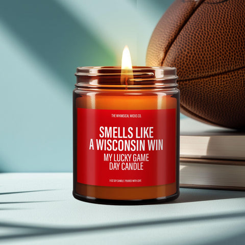Smells Like A Wisconsin Win Candle | Unique Gift Idea | Wisconsin Badgers Candle | College Football Candle | Game Day Decor | Sport Candle