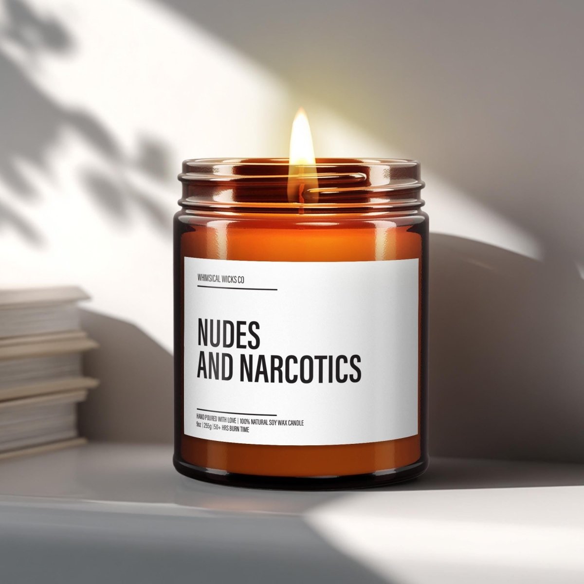 Nude and Narcotics Candle | Adult Humor Gift | Funny Friendship Candle | Snarky Home Decor | Best Friend Present - The Whimsical Wicks Co