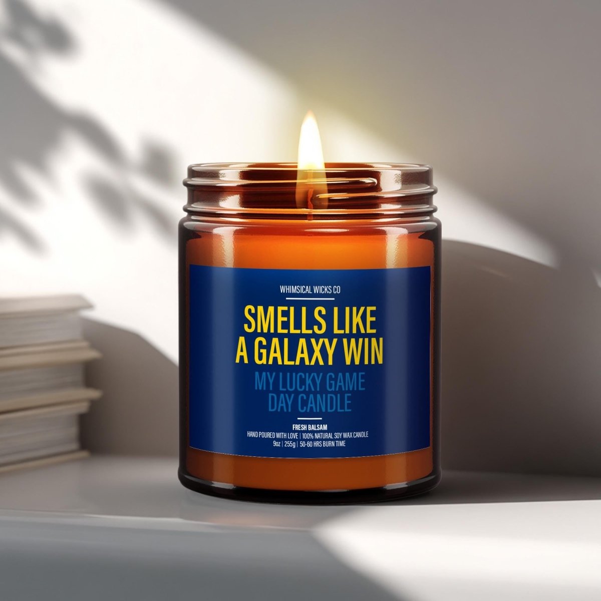 Smells Like A Galaxy Win Candle | Unique Gift Idea | MLS Game Day | LA Galaxy Gift | Game Day Decor | Sport Themed Candle | Lucky Candle - The Whimsical Wicks Co