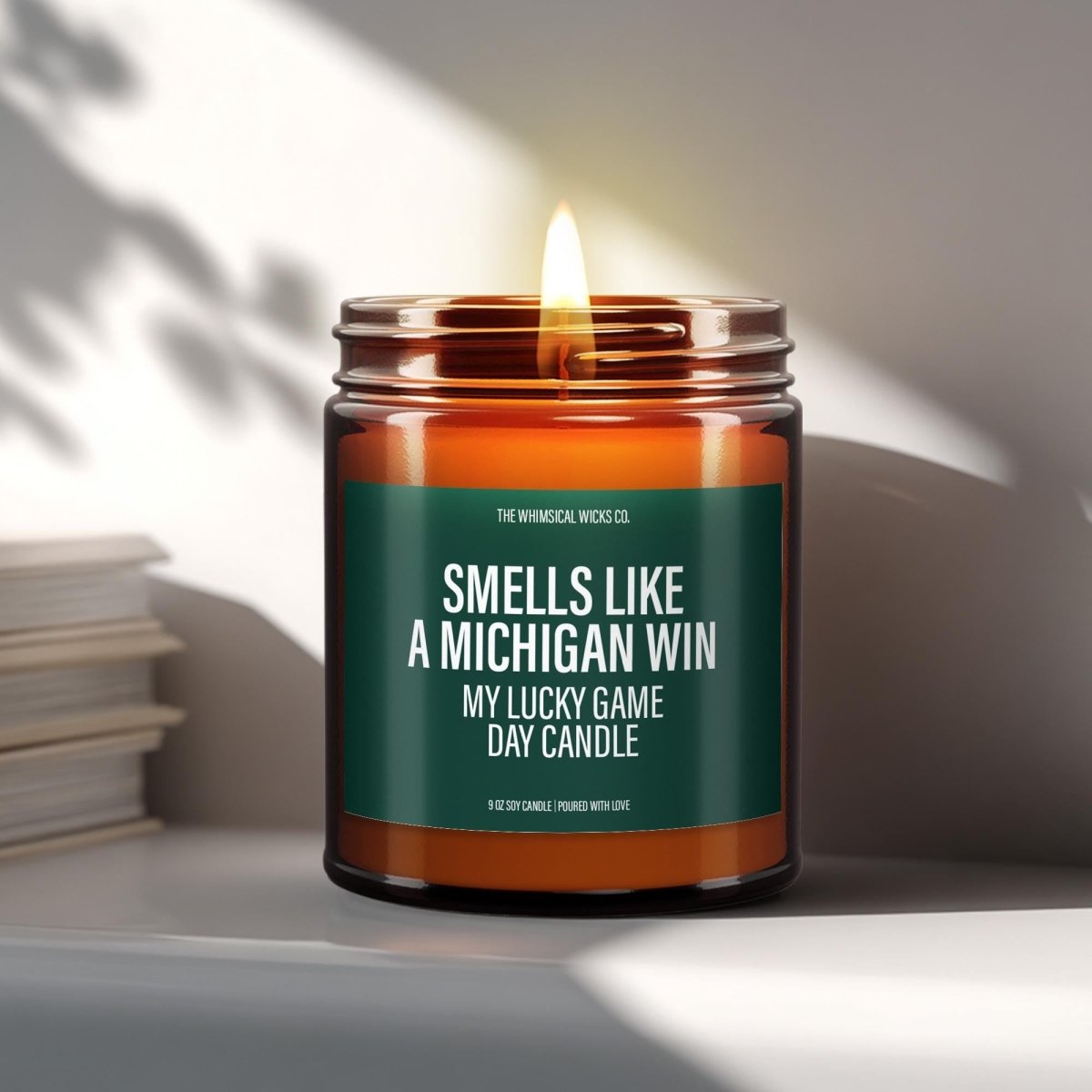 Smells Like A Michigan Win Candle | Unique Gift Idea | Sports Candle | Gift For Him | Game Day Decor | College Game Day - The Whimsical Wicks Co