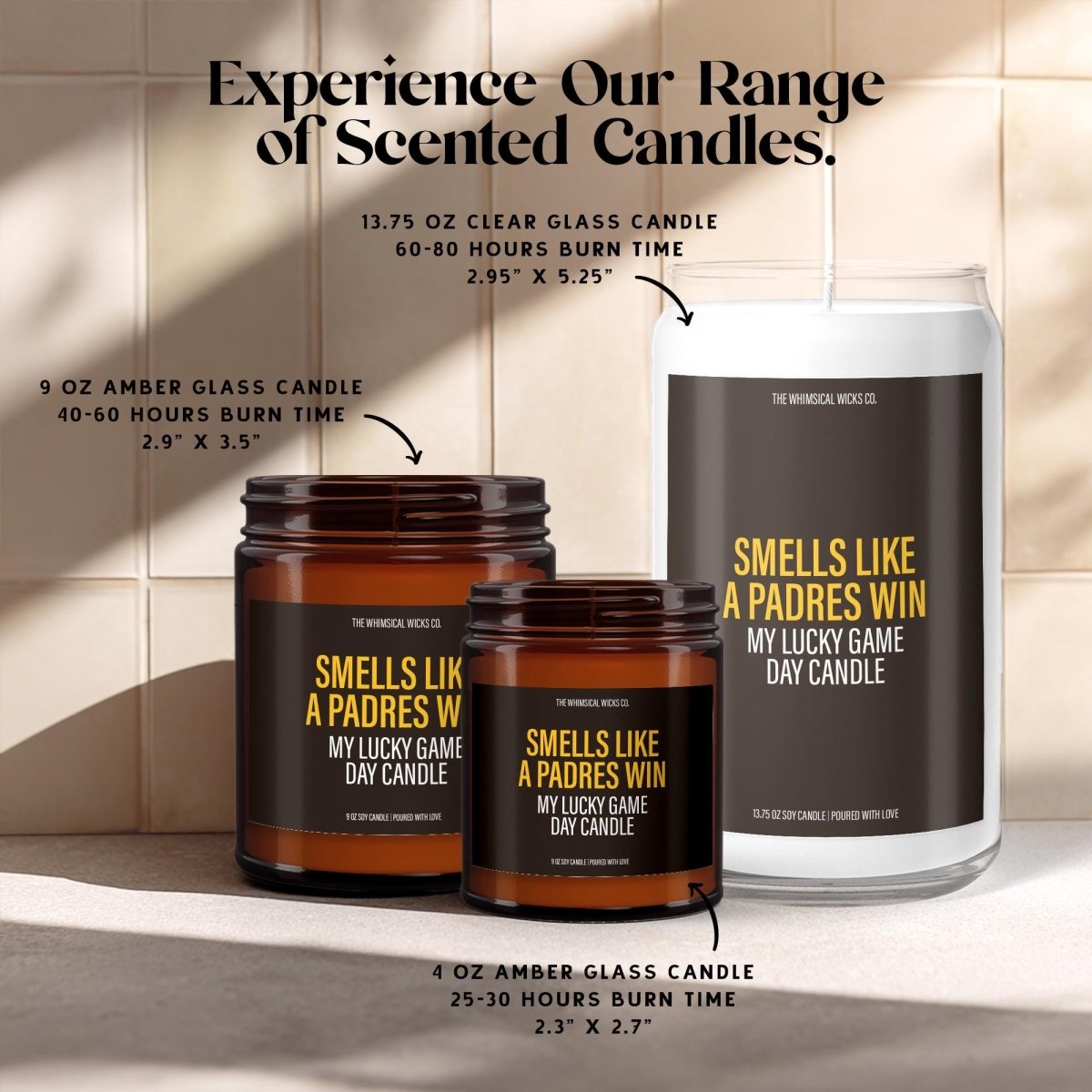 Funny Baseball Candle Gift for Sports Fan | Smells Like a Padres Win - The Whimsical Wicks Co