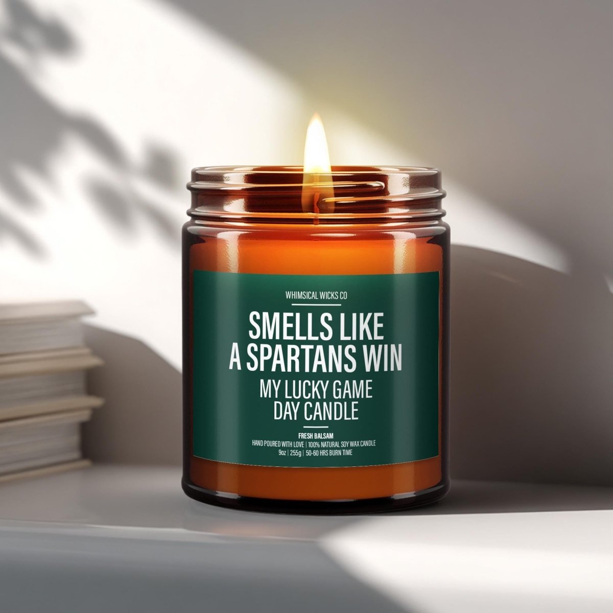 Funny College Football Candle Gift | Smells Like a Spartans Win - The Whimsical Wicks Co