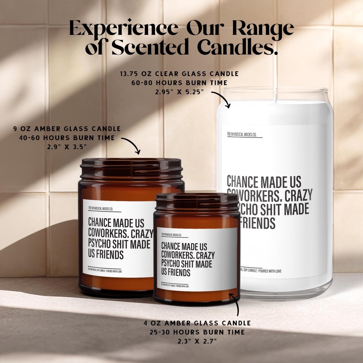 Funny Coworker Gift Candle | Chance Made Us Coworkers, Crazy Psycho Sh*t Made Us Friends - The Whimsical Wicks Co