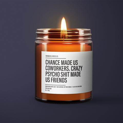 Chance Made Us Coworkers, Crazy Psycho Sh*t Made Us Friends Wax Candle | Coworker Appreciation Gift | Funny Gifts | Office Humor Candle