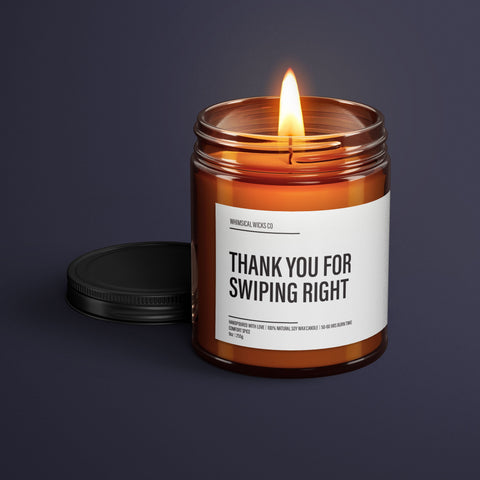 Thank You For Swiping Right Candle Soy Wax Candle | Online Dating Gift | Boyfriend Anniversary Gifts | Valentines Gifts For Him