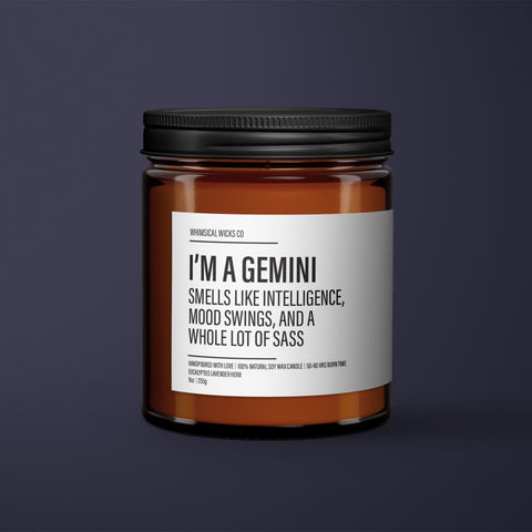 Funny Gemini Candle | Gemini Birthday Gift | Gemini Star Sign Candle | BFF Gift | Zodiac Gift Candle | Essential Oil Soy Wax Candle