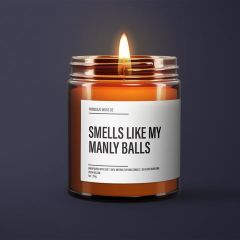 Smells Like My Manly Balls Candle | Adult Humor | Gift Custom Candle | Friendship Candle | Funny Valentines day Gift For Him or Her