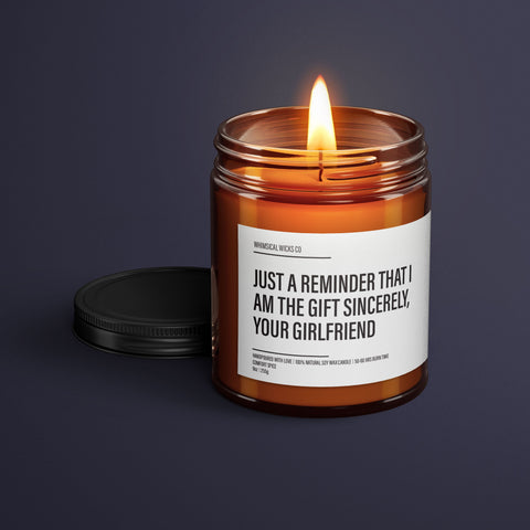 I'm The Gift Romantic Soy Candle | Romantic Soy Wax Candle | Valentines Gifts For Him | Boyfriend Gift | Funny Candle Label | Funny Gifts