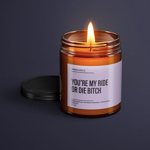 Ride or Die Bitch Natural Soy Wax Candle | Best Friend Gift | Funny Gift For Her | Funny Candle | Soy Wax Candle |