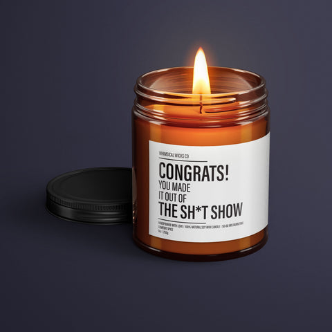 Retirement Candle | Congrats You Made It Out Of The Sh*t Show Candle Label | Funny Coworker Candles | Funny Gifts For Retirement