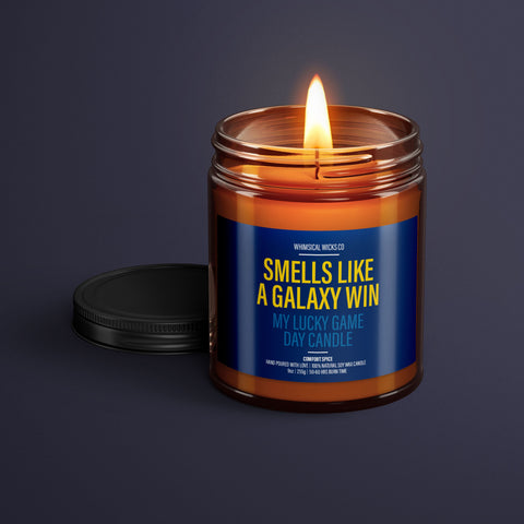 LA Galaxy Candle, MLS Game Day, Soy Wax, Scented Candle, Pro Soccer, Galaxy Gift, Eco-Friendly, Handmade Candle, Aroma Candle, Soccer Season, Galaxy Win, Game Day Decor, Lucky Candle