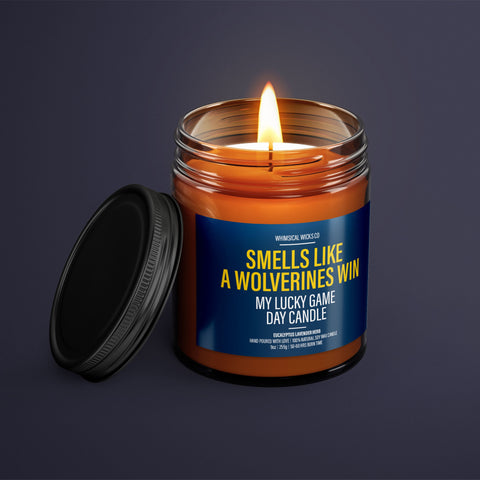 Wolverines Candle, NCAA Game Day, Soy Wax, Scented Candle, College Football, Wolverines Gift, Eco-Friendly, Handmade Candle, Aroma Candle, Football Season, Wolverines Win, Game Day Decor, Lucky Candle
