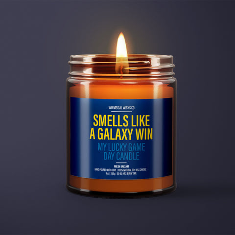LA Galaxy Candle, MLS Game Day, Soy Wax, Scented Candle, Pro Soccer, Galaxy Gift, Eco-Friendly, Handmade Candle, Aroma Candle, Soccer Season, Galaxy Win, Game Day Decor, Lucky Candle