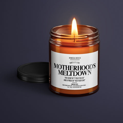 Motherhood Candle, Funny Mom Gift, Unique Mom Present, Sassy Candle, Meltdown Moment, Gift For Her, Mom's Day Gift, Parenting Humor, Mom Birthday Gift, Cheeky Home Decor, Celebrate Motherhood, Mom Relaxation, Mom Life Chaos