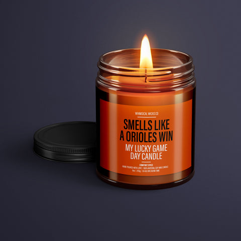 Smells Like An Orioles Win Candle | Unique Gift Idea | MLB Orioles Candle | Lucky Charm Candle | Game Day Decor | Baseball Themed Aroma