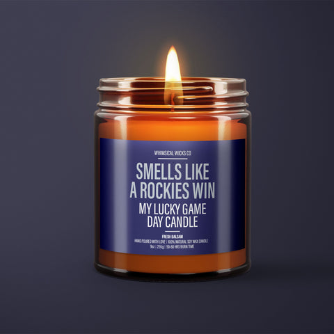 Smells Like A Rockies Win Candle | Unique Gift Idea | MLB Rockies Candle | Lucky Charm Candle | Game Day Decor | Baseball Themed Aroma