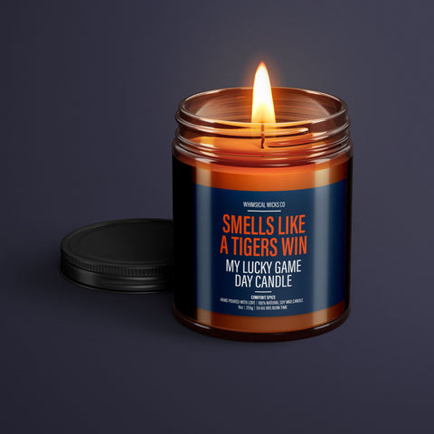 Smells Like A Tigers Win Candle | Unique Gift Idea | MLB Tigers Candle | Lucky Charm Candle | Game Day Decor | Baseball Themed Aroma