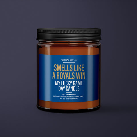 Smells Like A Royals Win Candle | Unique Gift Idea | MLB Royals Candle | Lucky Charm Candle | Game Day Decor | Baseball Themed Aroma