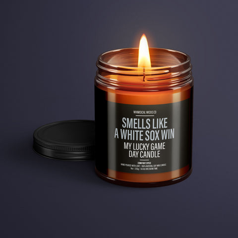 Smells Like A White Sox Win Candle | Unique Gift Idea | MLB White Sox Candle | Lucky Charm Candle | Game Day Decor | Baseball Themed Aroma