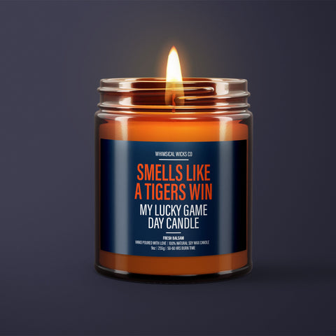 Smells Like A Tigers Win Candle | Unique Gift Idea | MLB Tigers Candle | Lucky Charm Candle | Game Day Decor | Baseball Themed Aroma