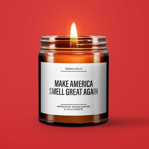 patriotic gift, Trump humor, funny candle, make America, snarky gift, Trump quotes, MAGA candle, hand-poured soy, political decor, novelty gift, satire decor, America gift, sarcastic decor