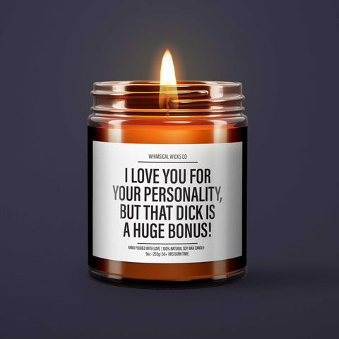 I Love You for Your Personality Candle | Funny Romantic Gift, Snarky Valentine’s Present, Ideal for Your Boyfriend or Husband, Gift for Him