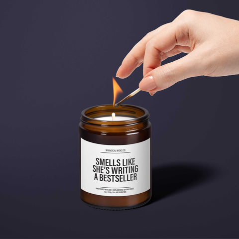 bestseller candle, funny writer gift, author candle, writing decor, book lover gift, creative gift, writing humor, desk candle, witty gift, inspiring decor, soy candle, unique gift, writer's gift