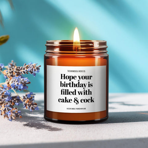 Hope Your Birthday Is Filled with Cake and Cock Candle – Funny Birthday Candle for Her | Sassy Birthday Gift | Adult Humor Candle | NSFW Gift for Friends | Dirty Gift Idea