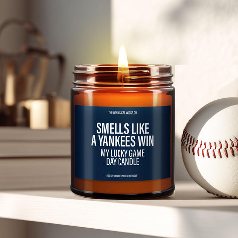 New York Yankees Candle Gift, Unique Gift Idea, Baseball Candle, Game Day Decor, Sport Themed Candle,Smells Like A Yankees Win,Baseball Gift