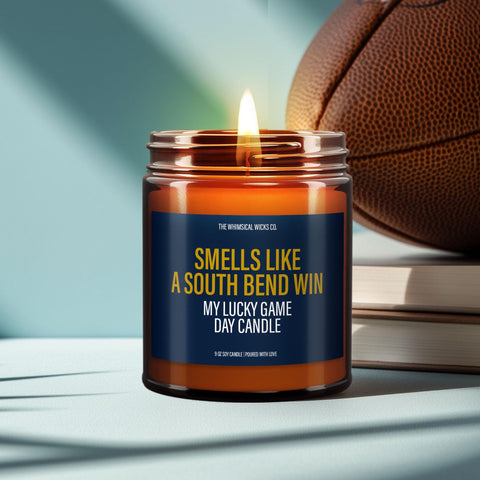Smells Like a South Bend Win Candle, Unique Gifts For Him, College Football Candle, Game Day Decor, Sport Candle, Funny Tailgate Gift