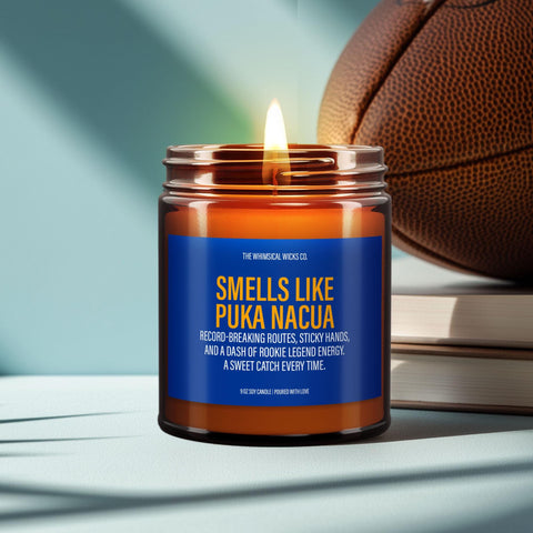 Smells Like Puka Nacua, Football Candles, NFL Fan Gift, Los Angeles Rams Candle, Rookie Wide Receiver Gag Gift, Fall Gift,Home Gifts for Him