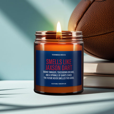Smells Like Jaxson Dart, Funny Football Candle, NFL Fan Gift, New York Giants Candles, Rookie Quarterback Gag Gift, Fall Candle Gift