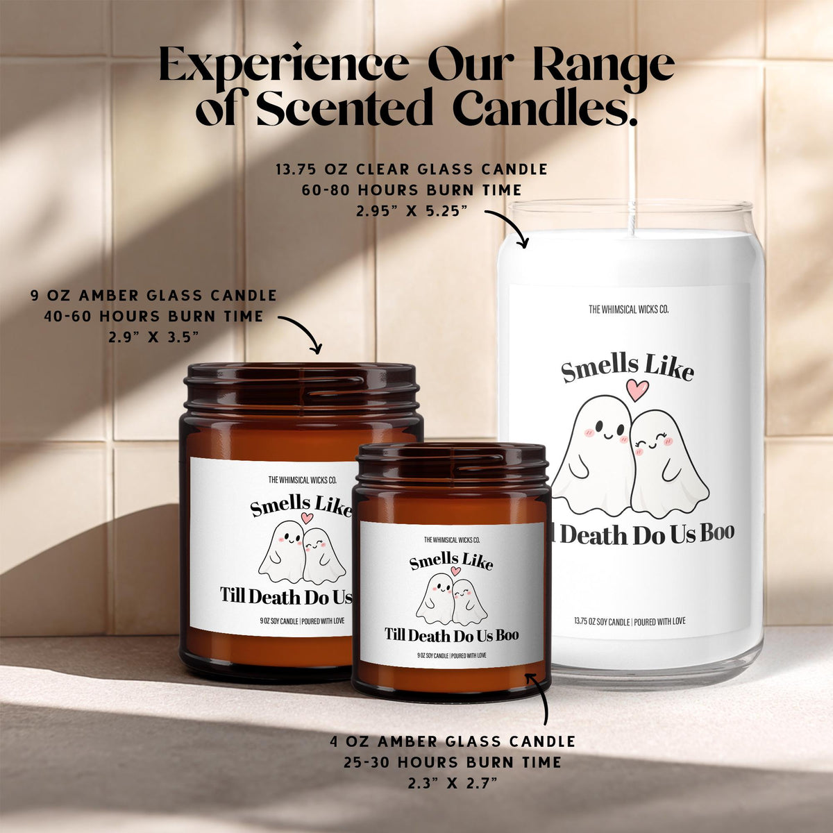 Halloween Ghost Couple Soy Candle: Till Death Do Us Boo