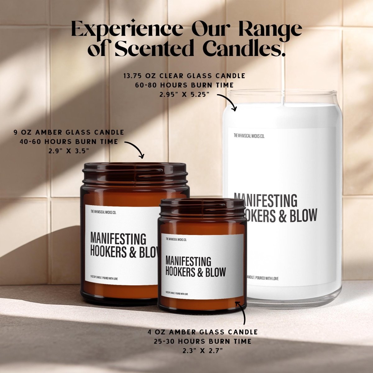 Manifesting Hookers and Blow | Funny Manifestation Candle - The Whimsical Wicks Co