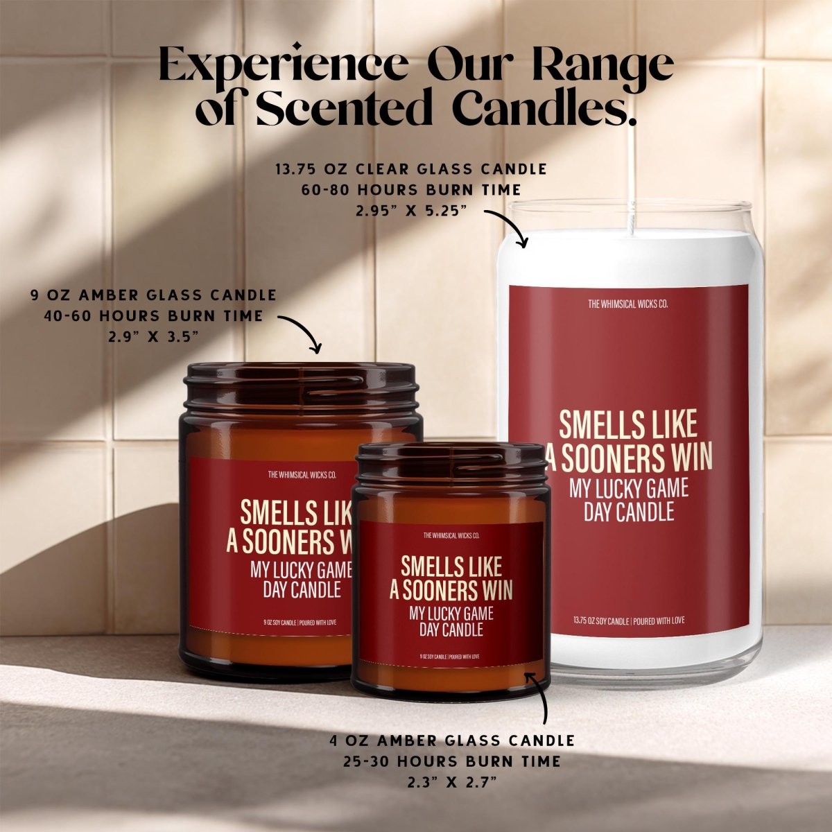 Oklahoma Sooners Candle | Boomer Sooner Gift - The Whimsical Wicks Co