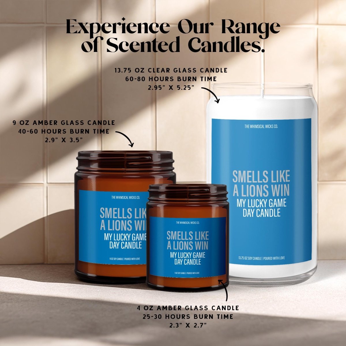 Smells Like A Lions Win Candle | Detroit Football Candle | Game Day Gift - The Whimsical Wicks Co