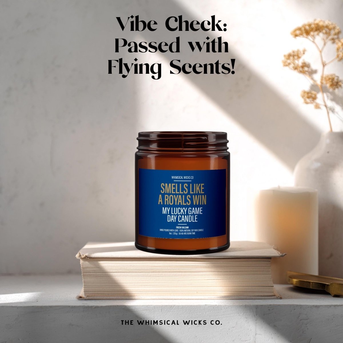Smells Like A Royals Win Candle | Unique Gift Idea | Royals Candle | Lucky Charm Candle | Game Day Decor | Baseball Themed Aroma - The Whimsical Wicks Co
