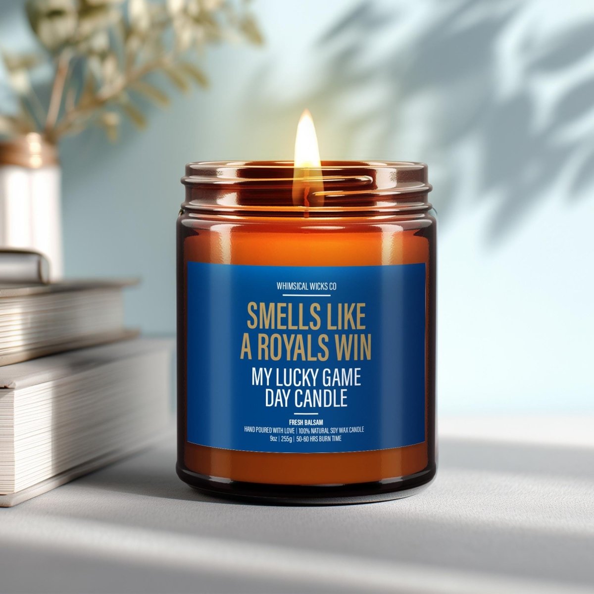 Smells Like A Royals Win Candle | Unique Gift Idea | Royals Candle | Lucky Charm Candle | Game Day Decor | Baseball Themed Aroma - The Whimsical Wicks Co
