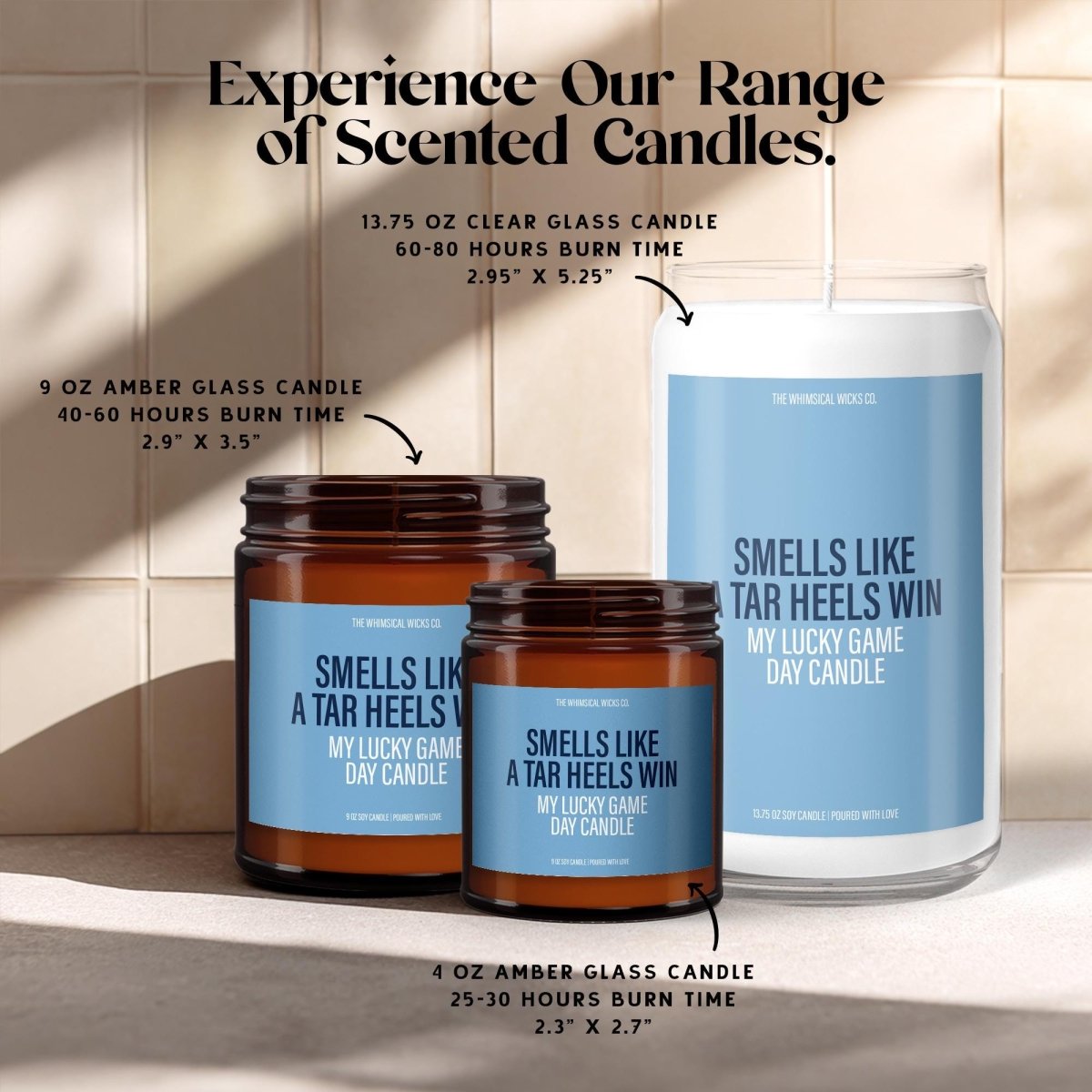 Smells Like A Tar Heels Win | UNC Game Day Candle - The Whimsical Wicks Co