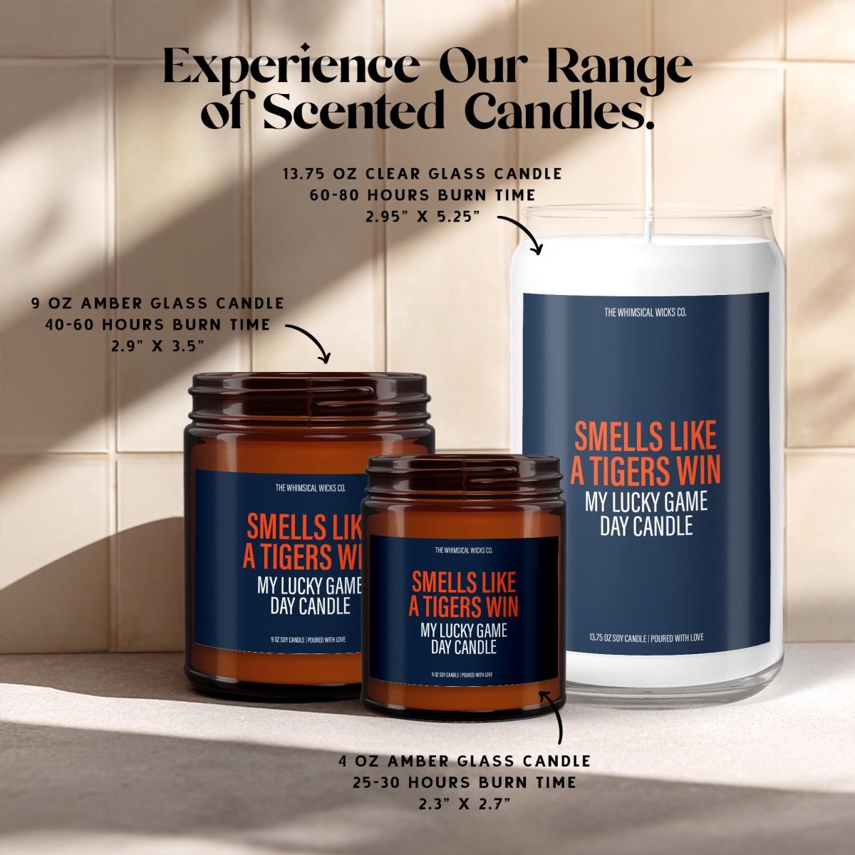 Smells Like A Tigers Win Candle | Unique Gift Idea | Tigers Candle | Lucky Charm Candle | Game Day Decor | Baseball Themed Aroma - The Whimsical Wicks Co